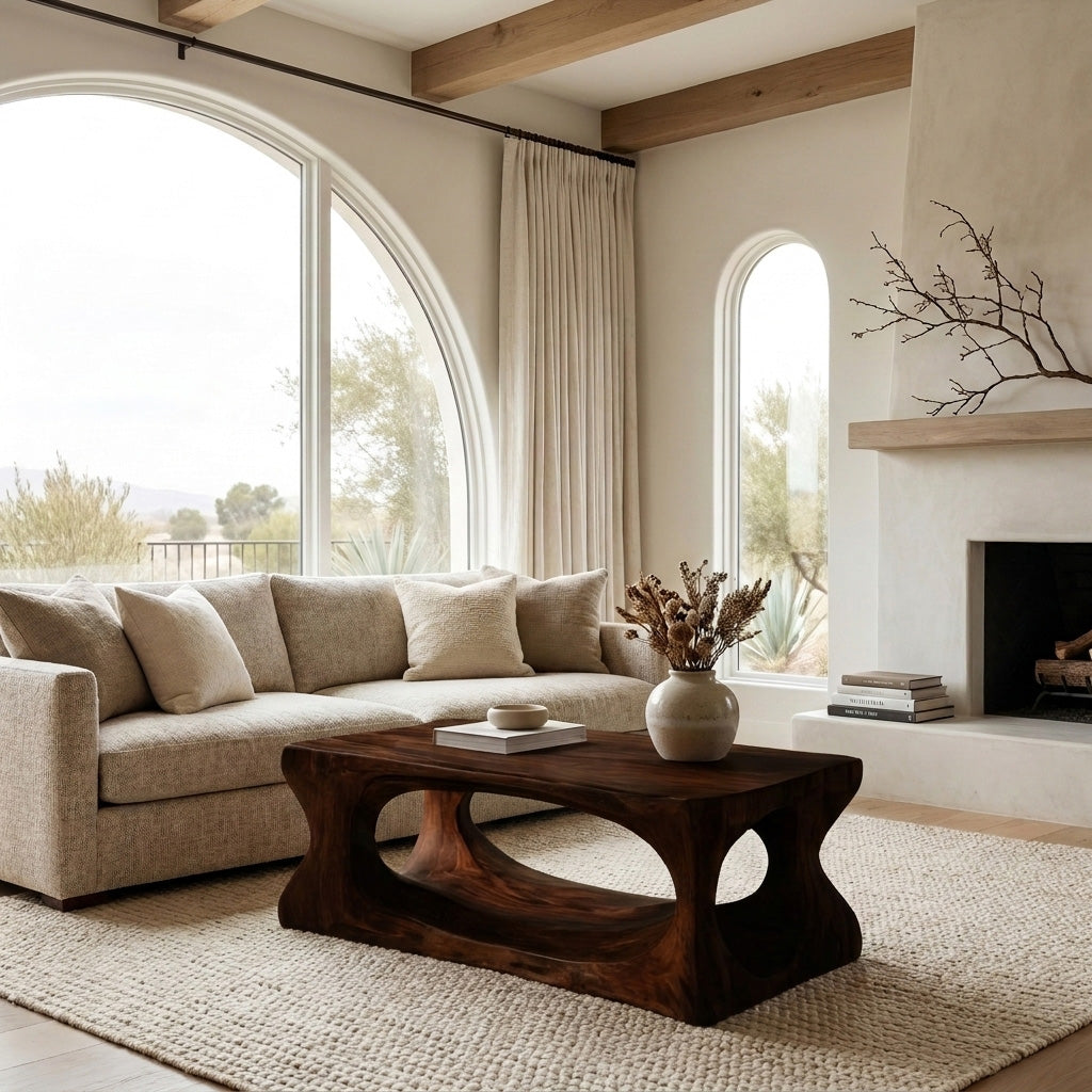 Organic Style Coffee Table Natural Wood For Living Room