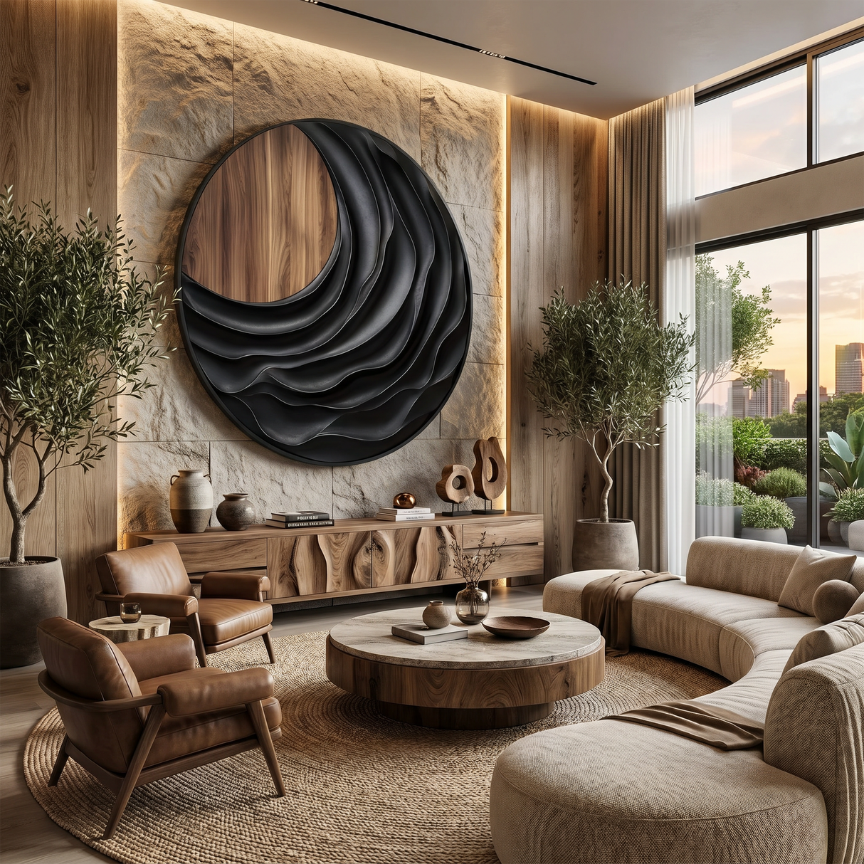 Modern Sculptural Wall Art For Mountain Retreat Interior