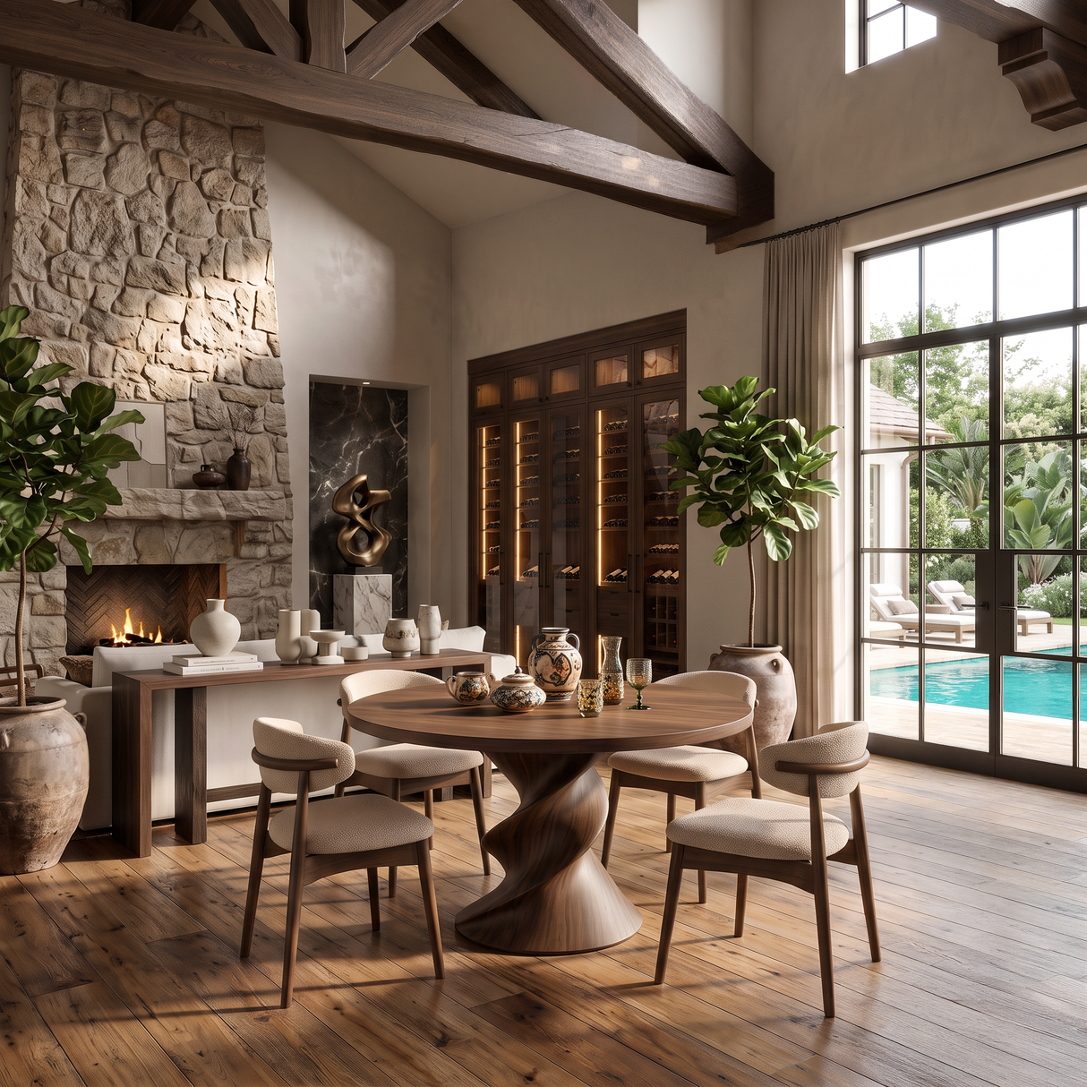 Modern Round Dining Table For Open Concept Dining Room