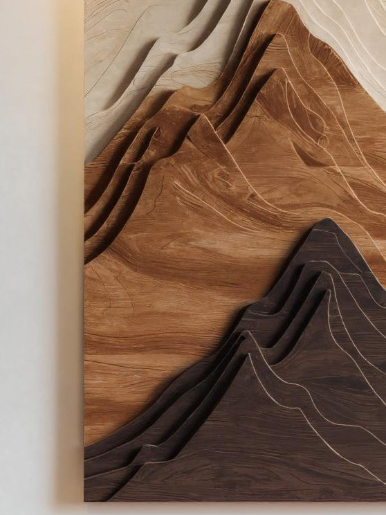 Contemporary Mountain Wall Sculpture For Entryway