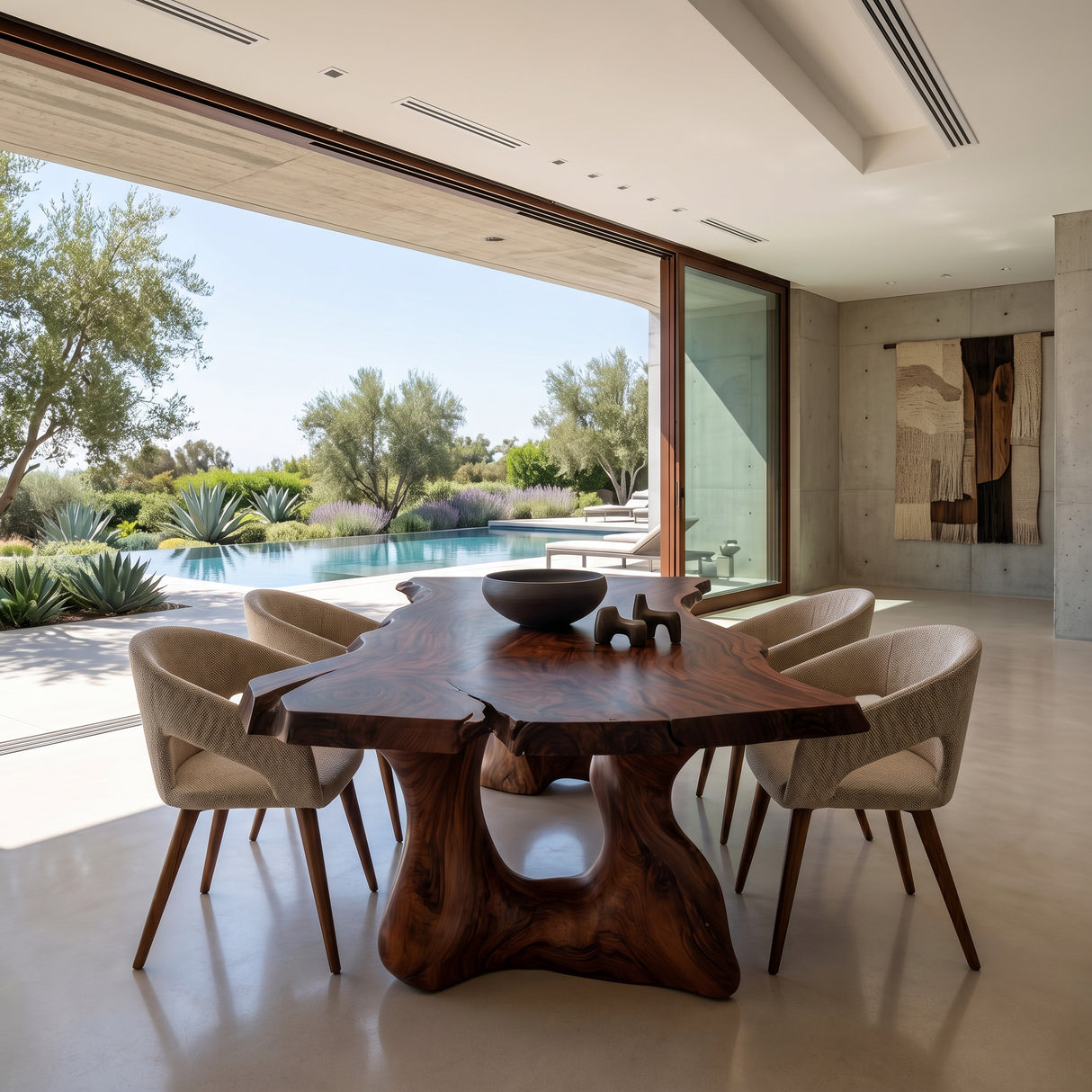 Live Edge Sculptural Dining Table For Modern Dining Room