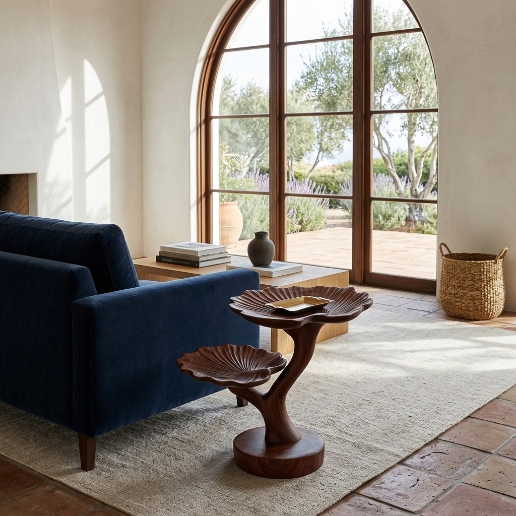 Handmade Sculptural Wooden Side Table For Cozy Space