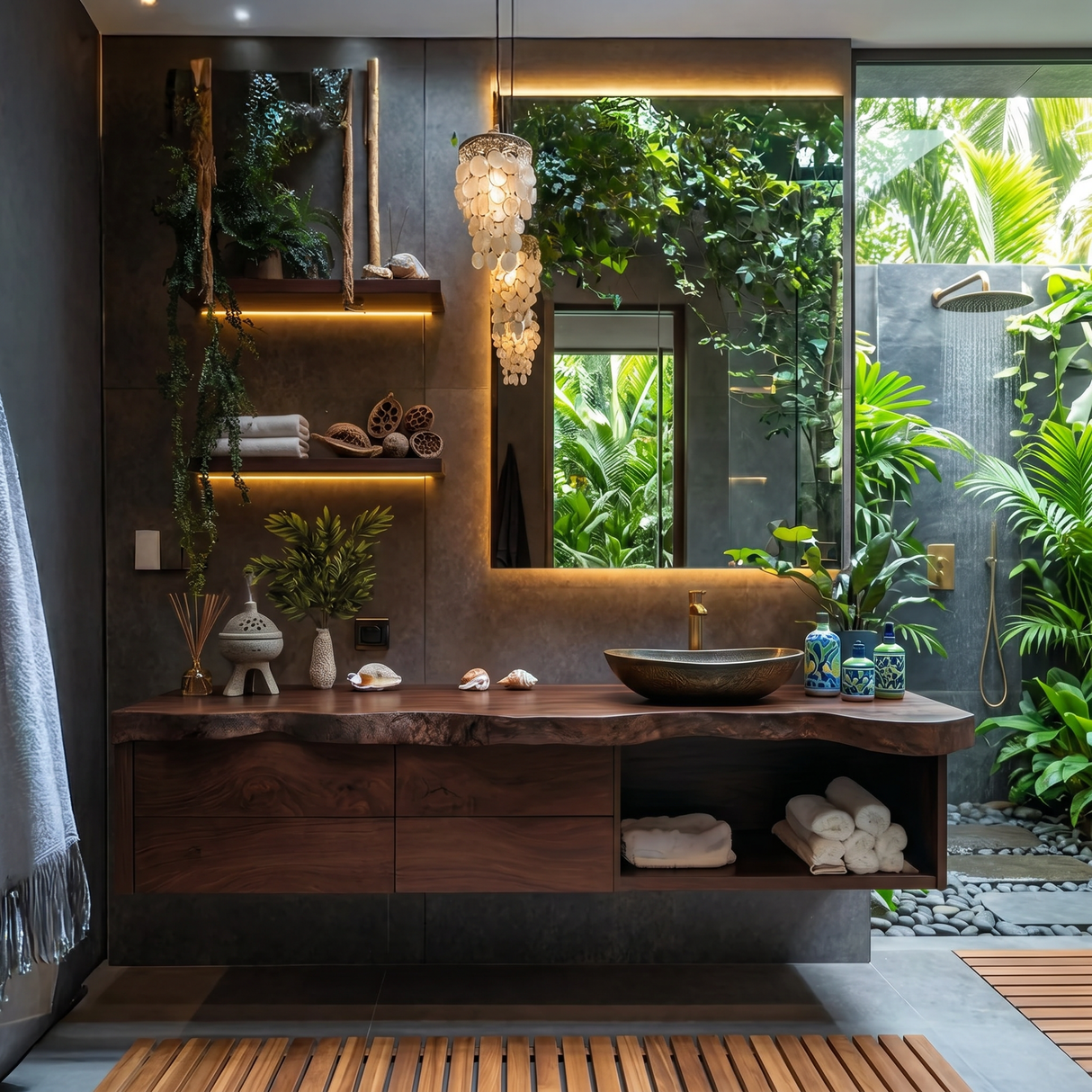 Handcrafted Live Edge Vanity For Bathroom Interiors