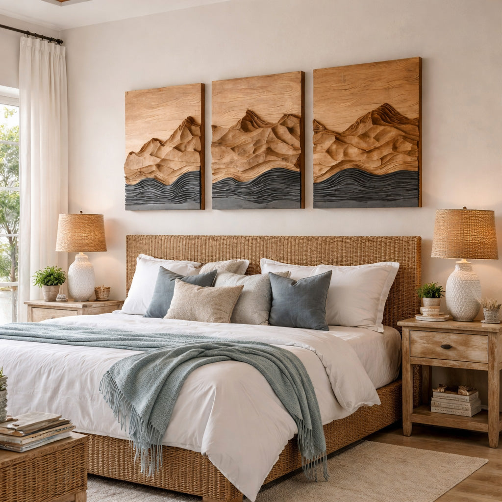 Modern Farmhouse Mountain Wood Wall Art For Living Room