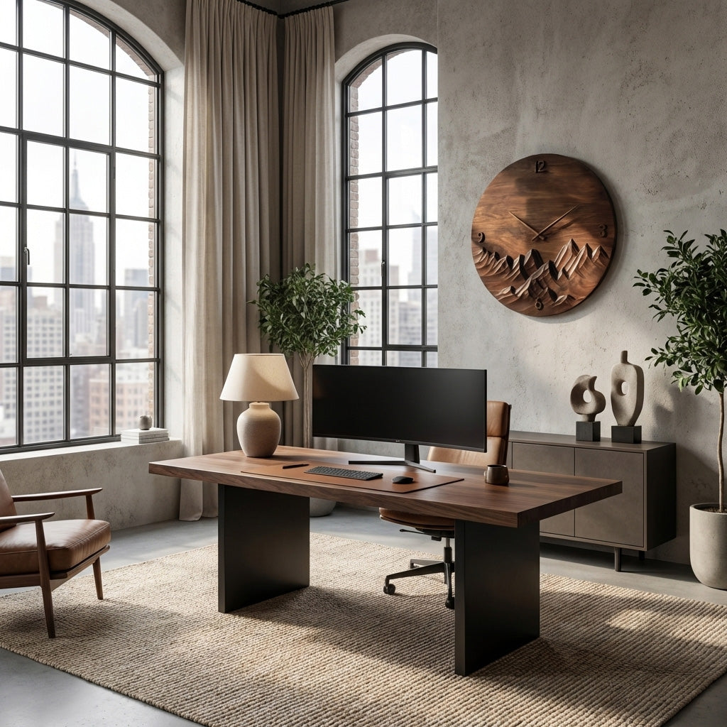 Modern Wall Clock Mountain Landscape For Living Room