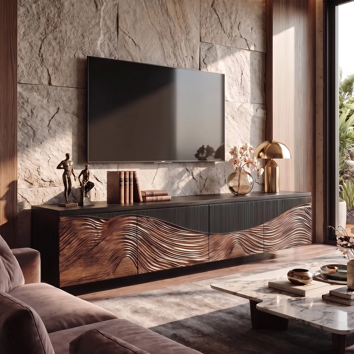 Rustic TV Console For Entryway Design Ideas
