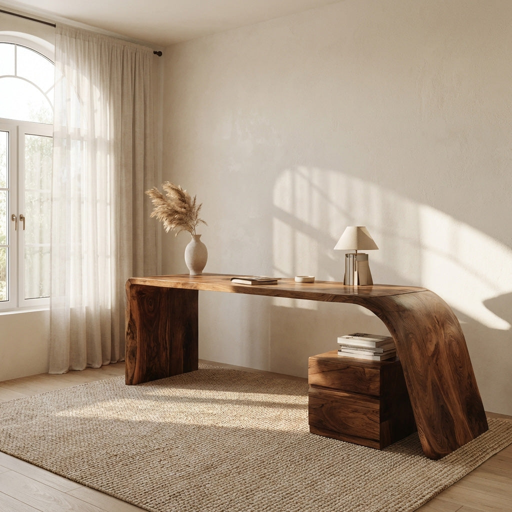 Minimal Wooden Office Desk For Home Office