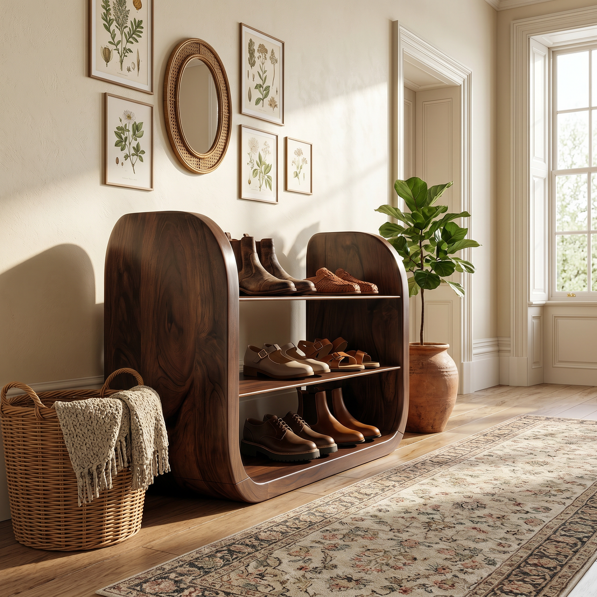 Japandi Vertical Shoe Storage Rack For Entryway Nook Placement