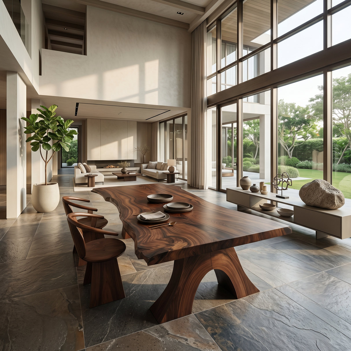 Modern Organic Edge Dining Table For Open Living Space