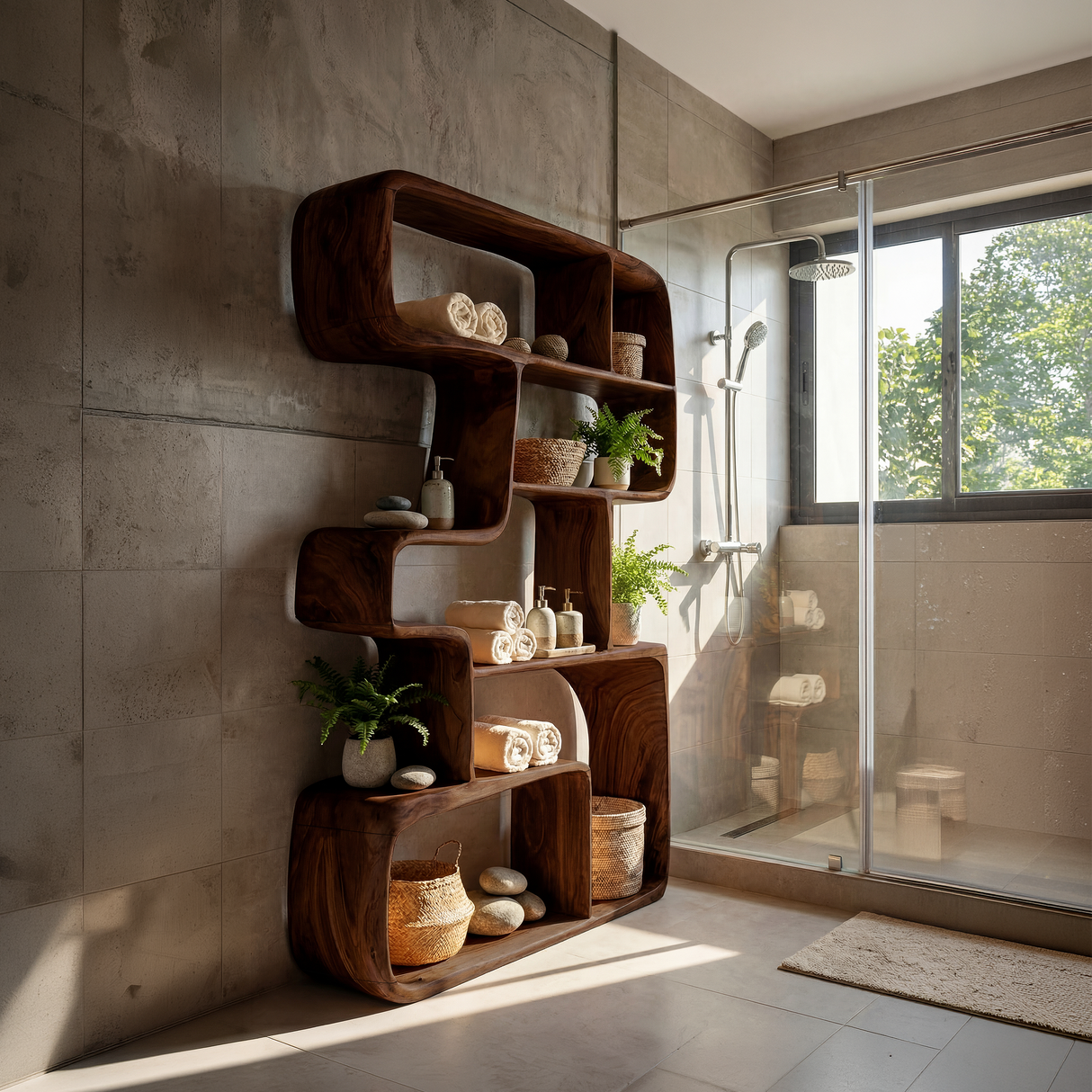Rustic Farmhouse Geometric Bookshelf Hallway Storage Shelf