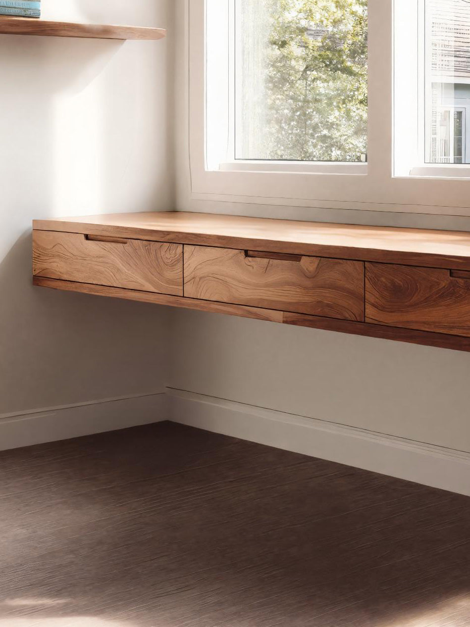 Modern Floating Desk With Drawers For Home Office