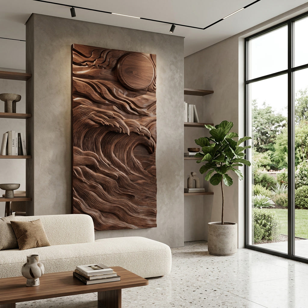 Organic Sculptural Wave Wooden Wall Art For Wall Decor