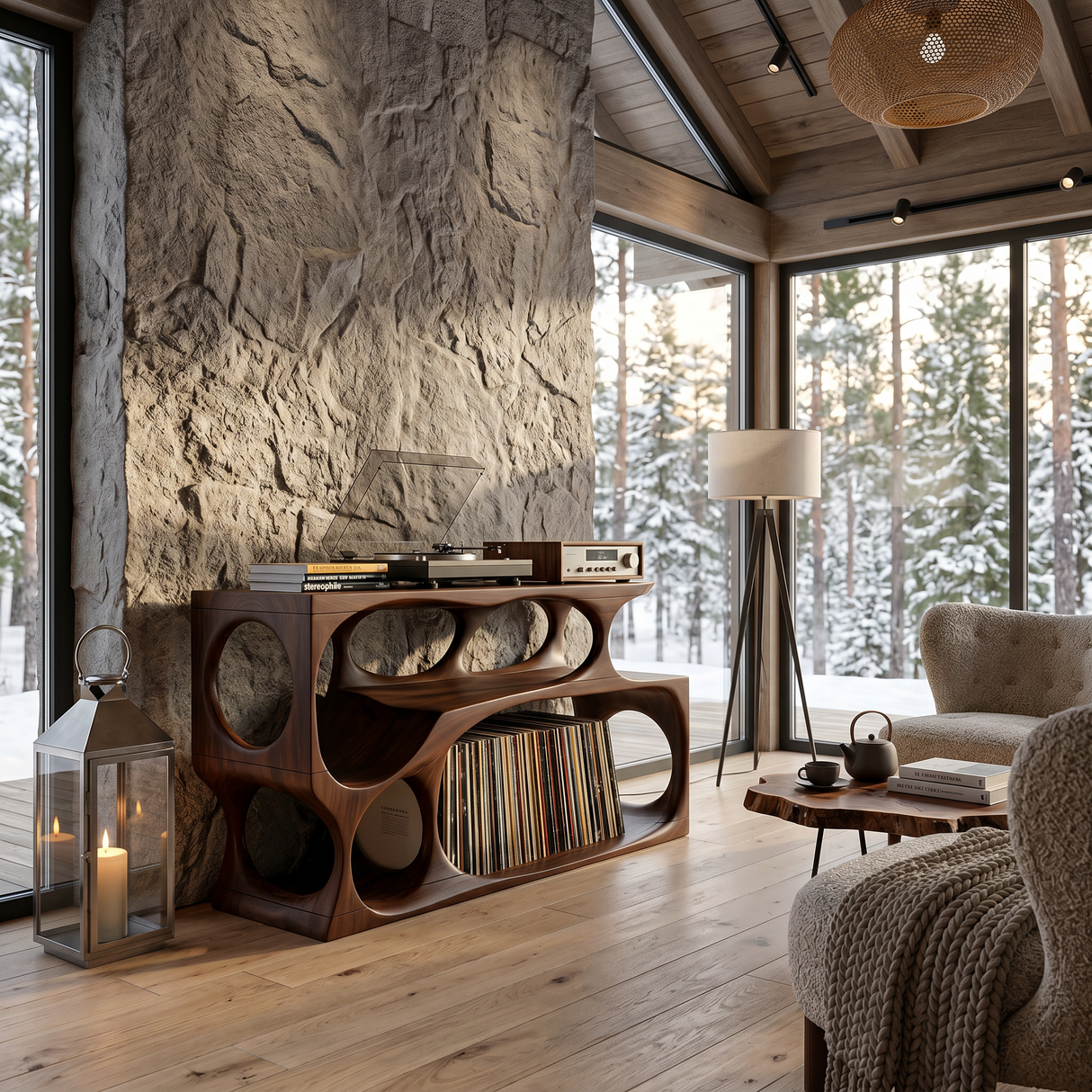Scandinavian Record Player Cabinet For Living Room Space