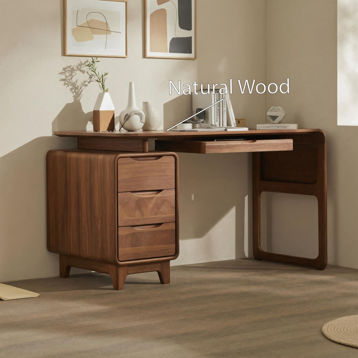 Minimalist Writing Desk With Drawers For Home Office