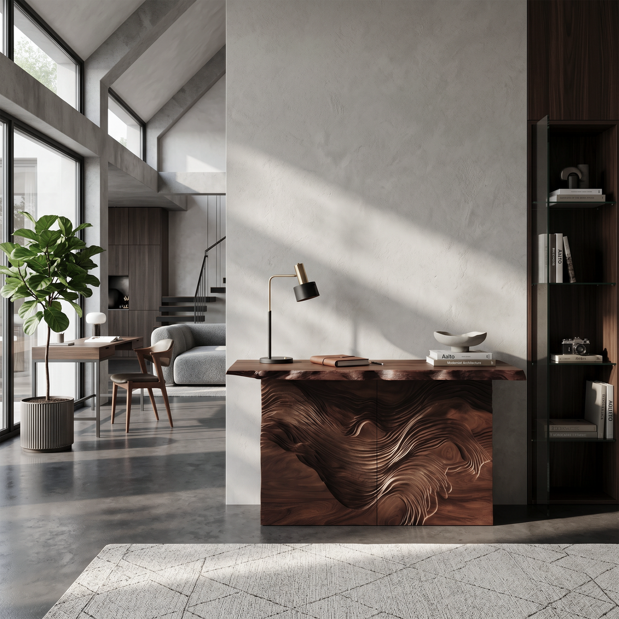 Modern Raw Edge Entry Table For Open Living Interior