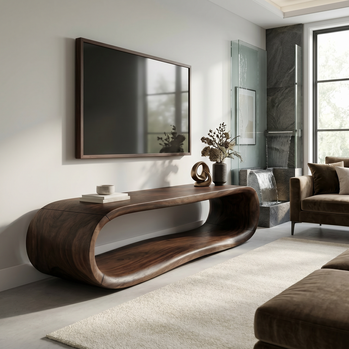Luxury Sculptural TV Stand For Contemporary Living Room