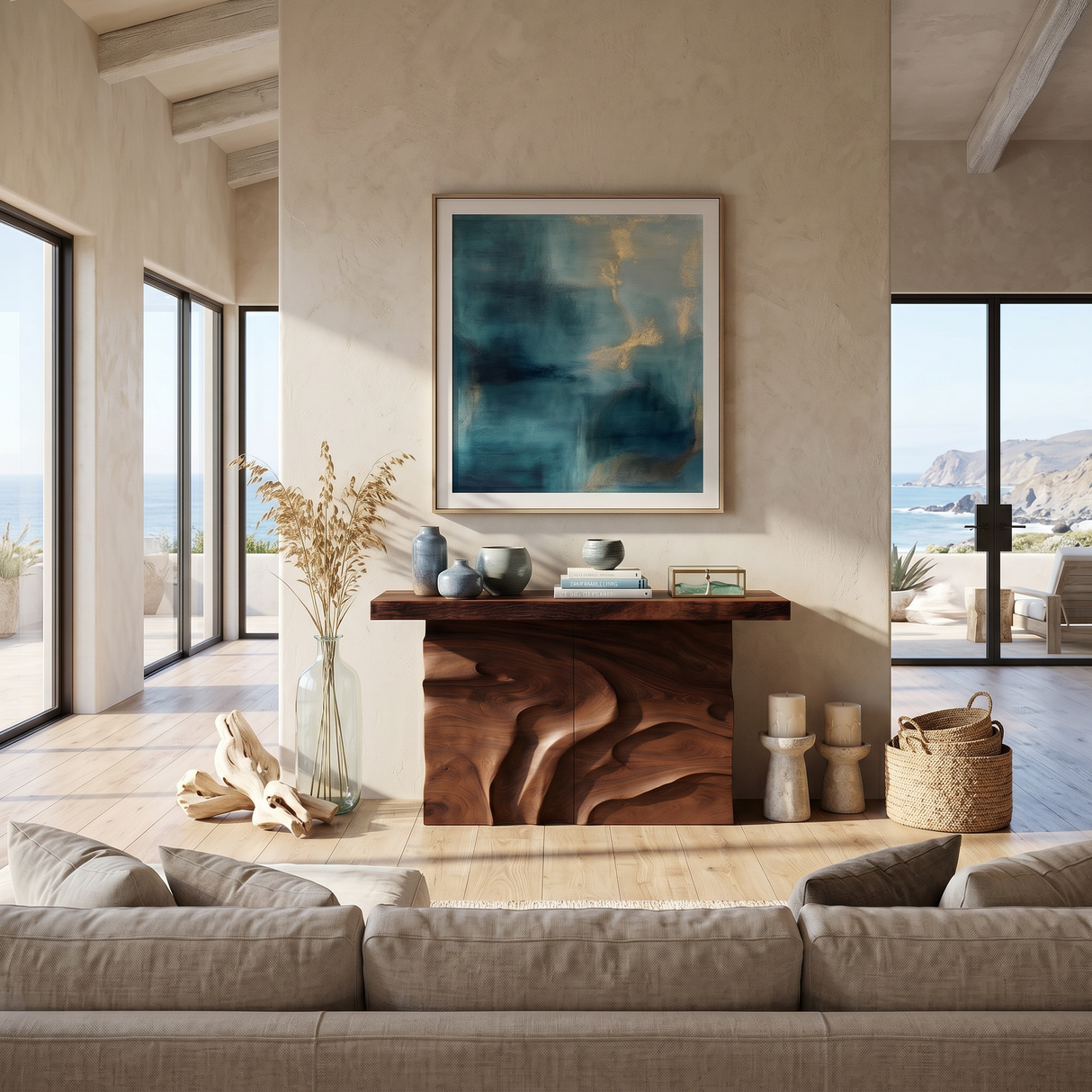 Modern Textured Edge Display Table For Contemporary Living Space