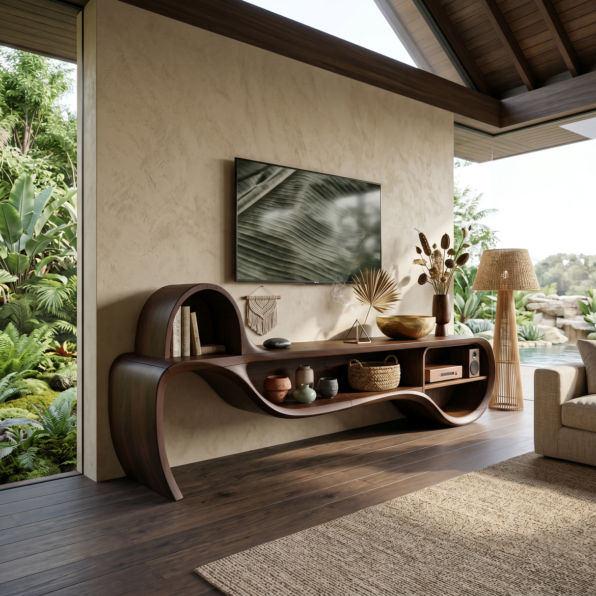 Modern Floating TV Console For Family Lounge Interior