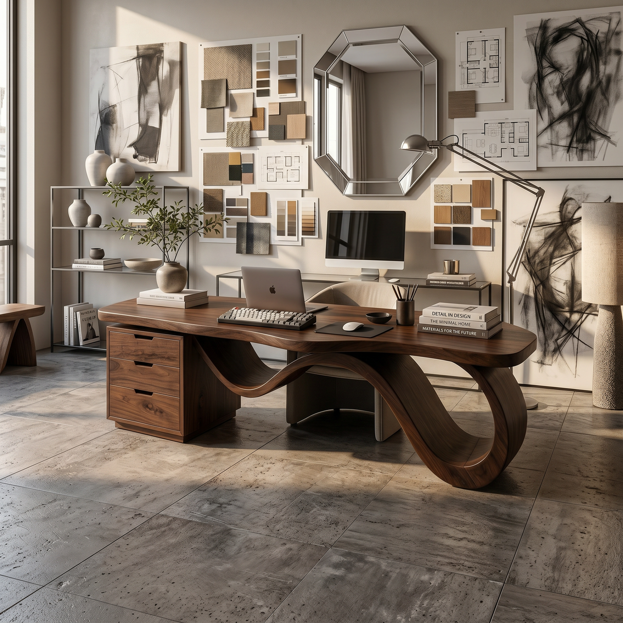 Contemporary Wave Base Executive Desk Design Studio