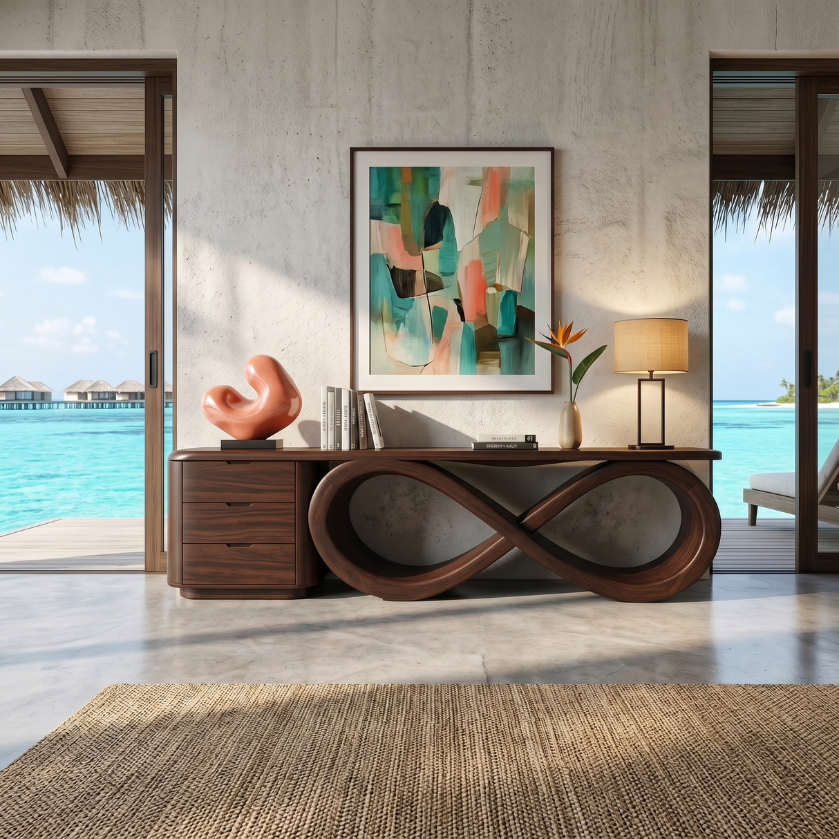 Modern Black Tree Console Table Luxury Residence