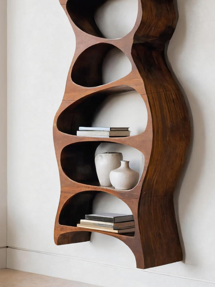 Tall Sculptural Wall Mounted Bookshelf For Living Room