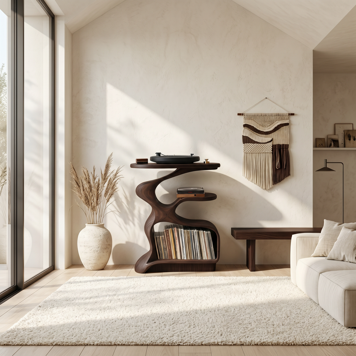 Mid Century Wooden Media Stand Stylish Living Room