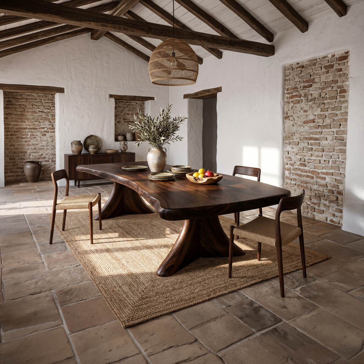 Scandinavian Natural Edge Dining Table For Casual Dining Space