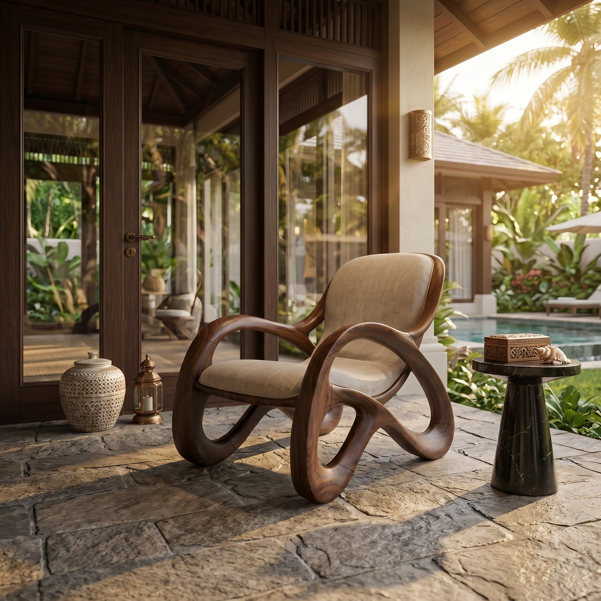 Premium Walnut Armchair for Open-Concept Modern Living Spaces