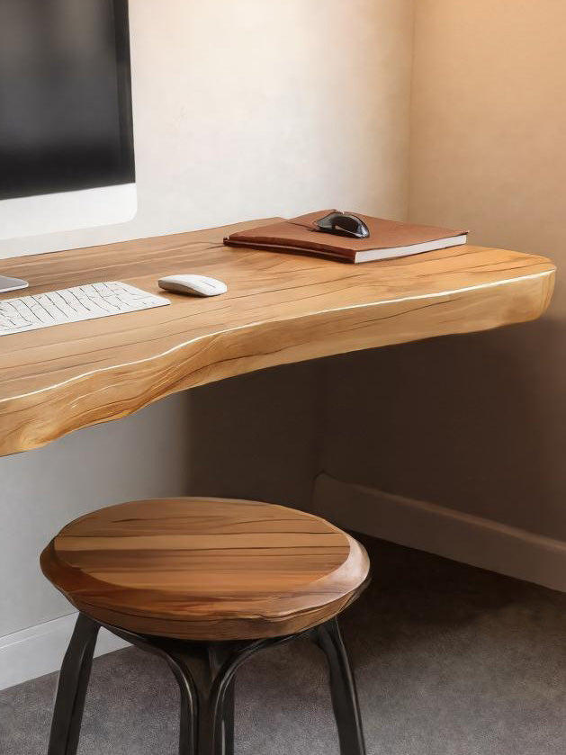 Modern Live Edge Floating Desk For Home Office