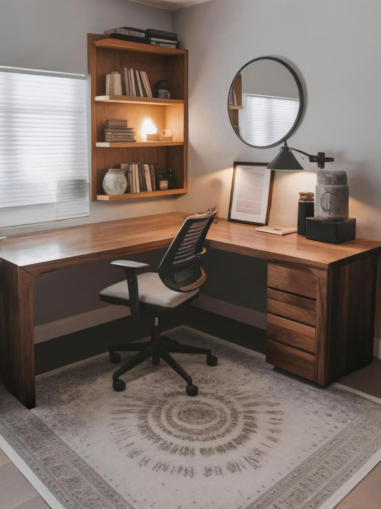 Modern L Shaped Desk with Drawers For Home Office