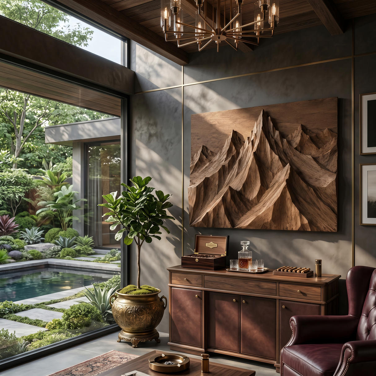 Rustic Mountain Ridge Wall Art For Living Room