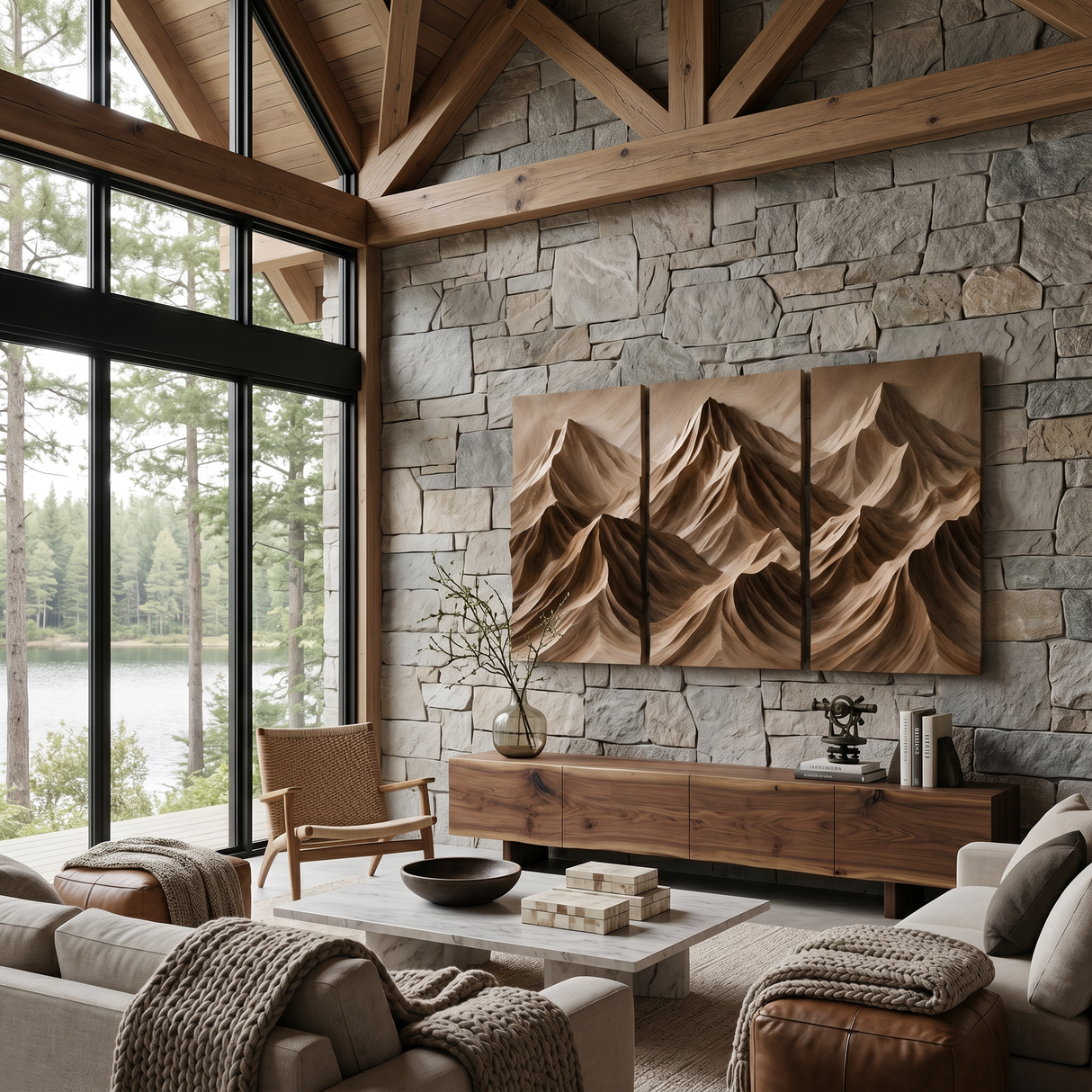 Modern Mountain Relief Wall Art For Lounge Interior