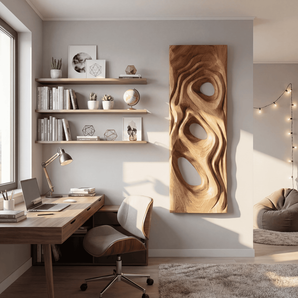 Mid Century Fluid Wall Art Panel For Entryway Space