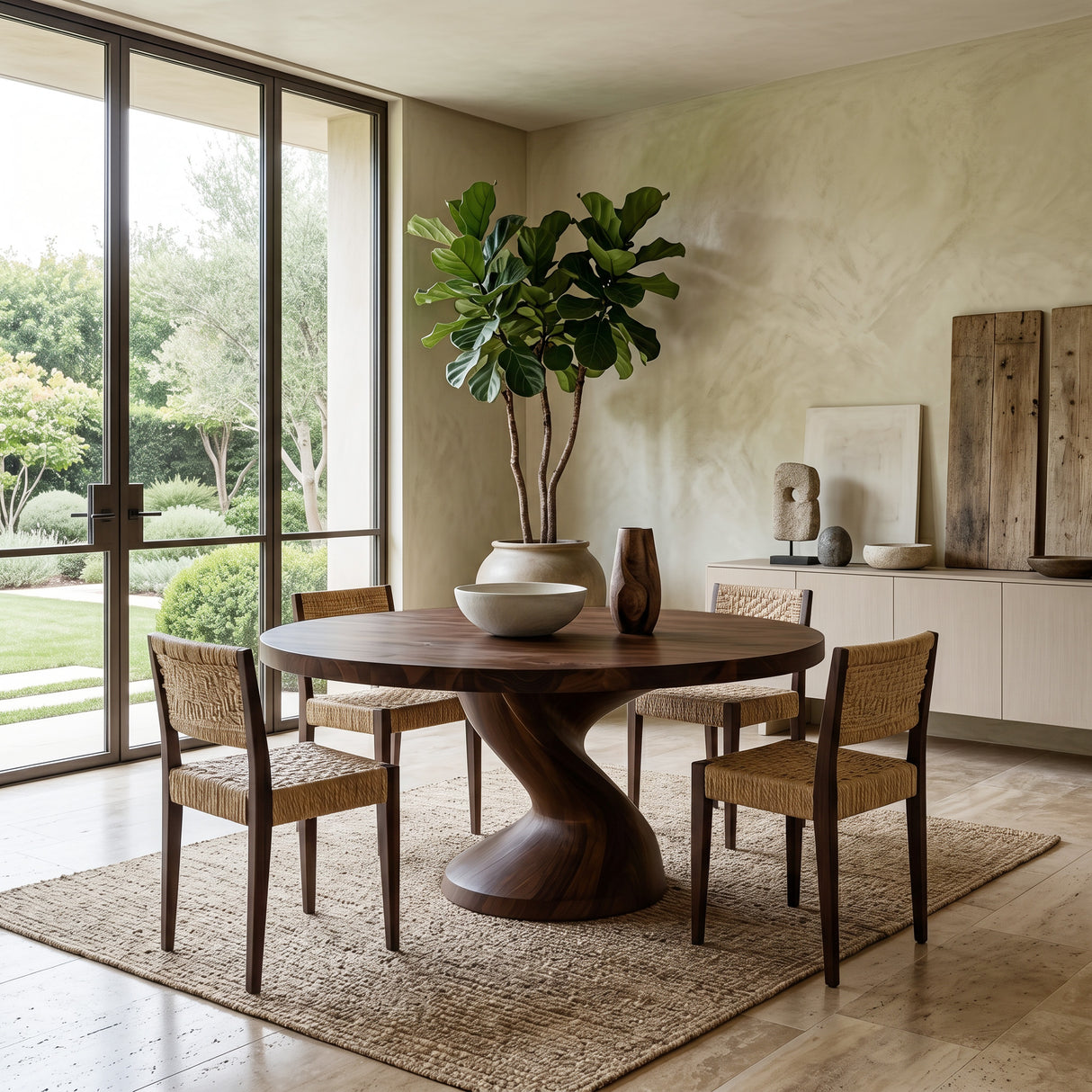 Modern Round Dining Table With Twisted Leg For Breakfast Nook