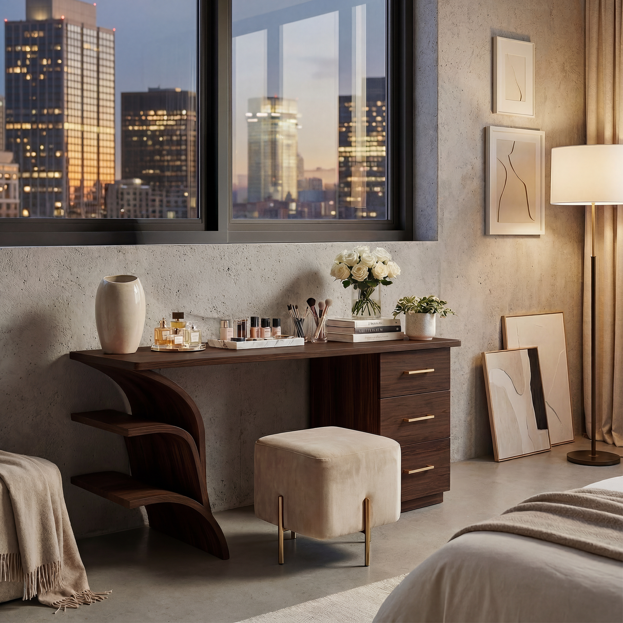 Contemporary Vanity Desk Studio Apartment Makeup Area Dressing Space