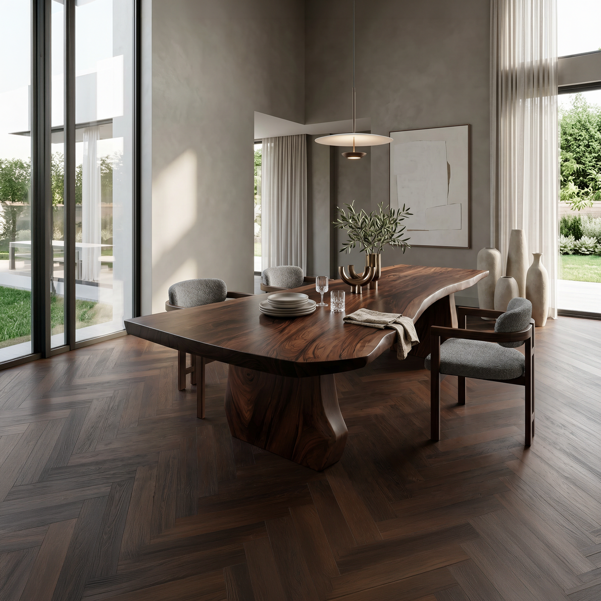 Contemporary Sculpted Base Dining Table For Modern Dining Interior