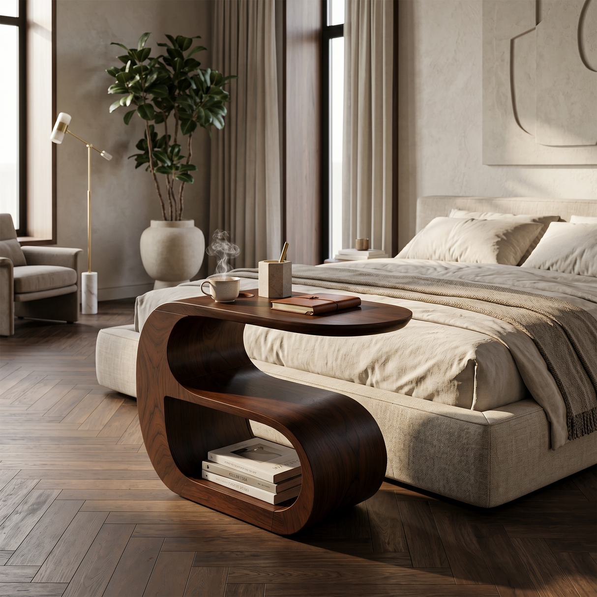 Scandinavian Organic End Table For Modern Living Space
