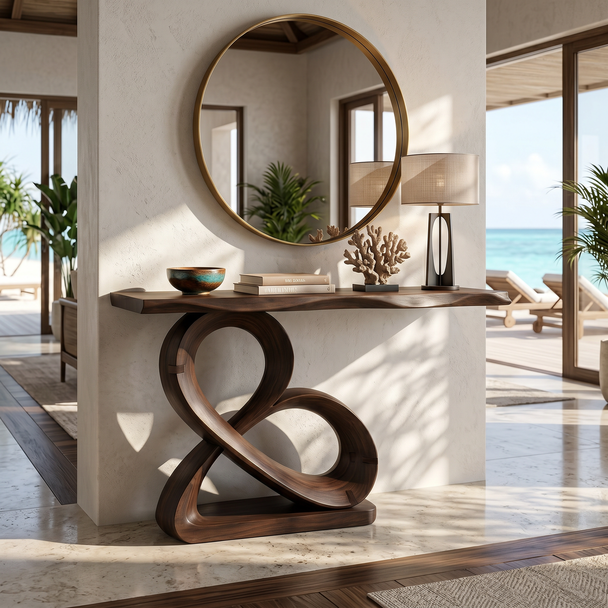Luxury Loop Base Console Table Designer Hallway