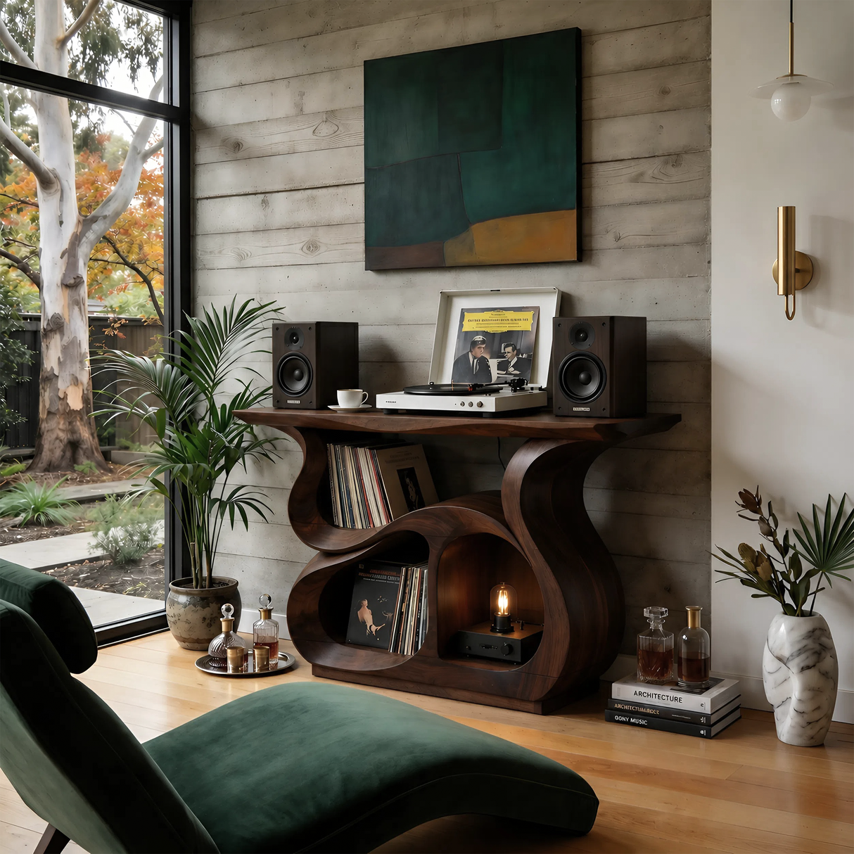 Modern Record Storage Cabinet For Music Lounge Space