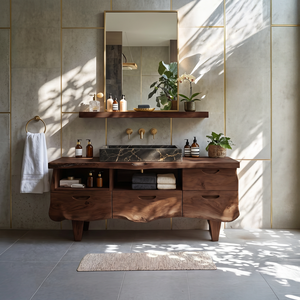 Farmhouse Wooden Vanity For Bathroom Interior Design