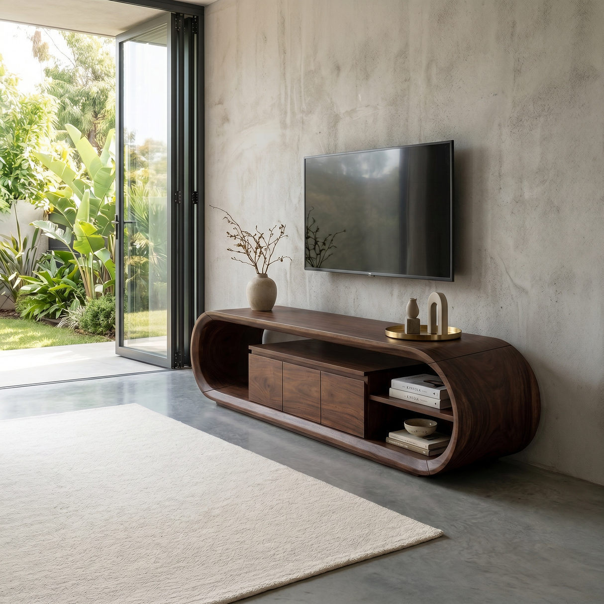 Luxury Walnut TV Cabinet For Modern Entertainment Lounge