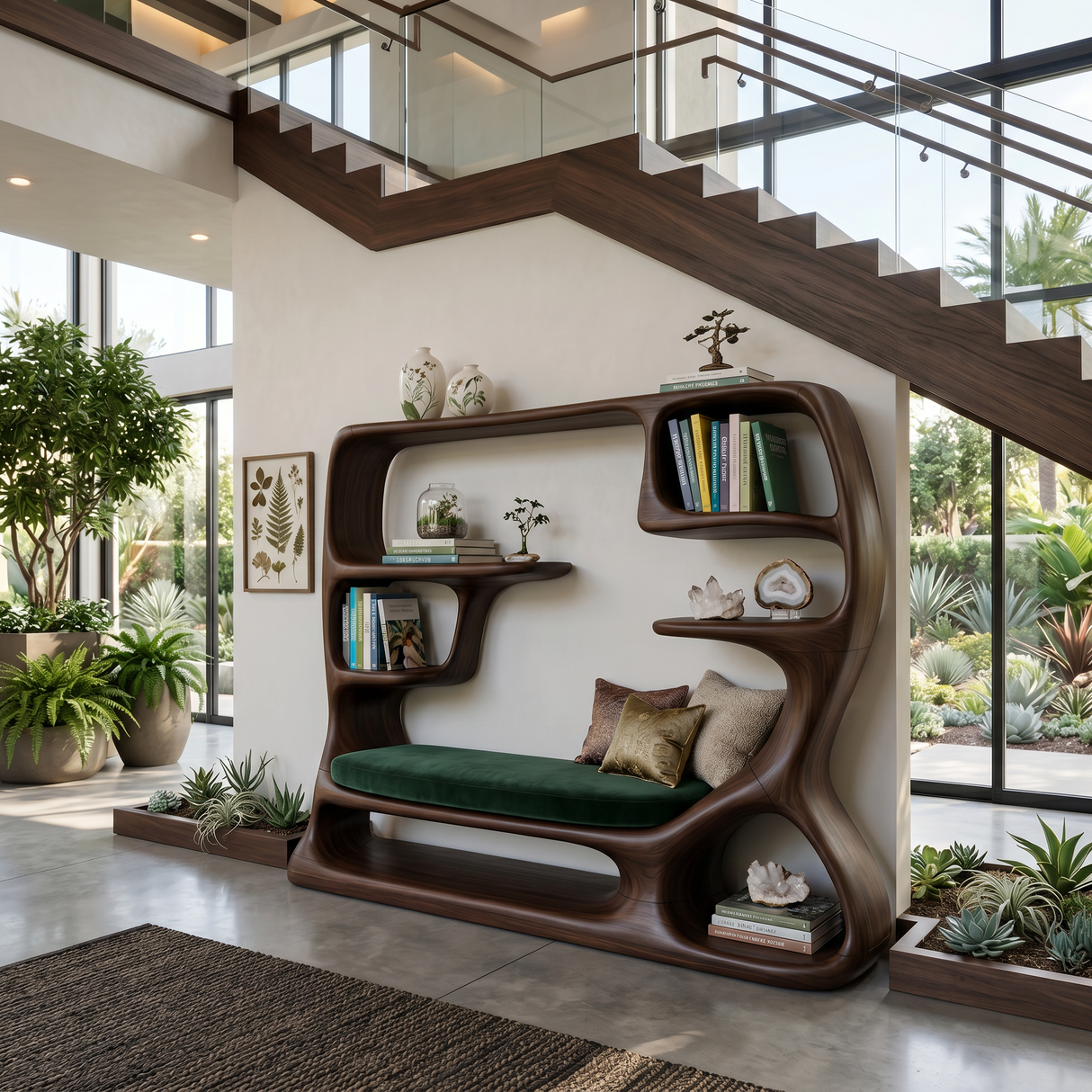 Organic Window Seat Bookcase For Cozy Reading Space
