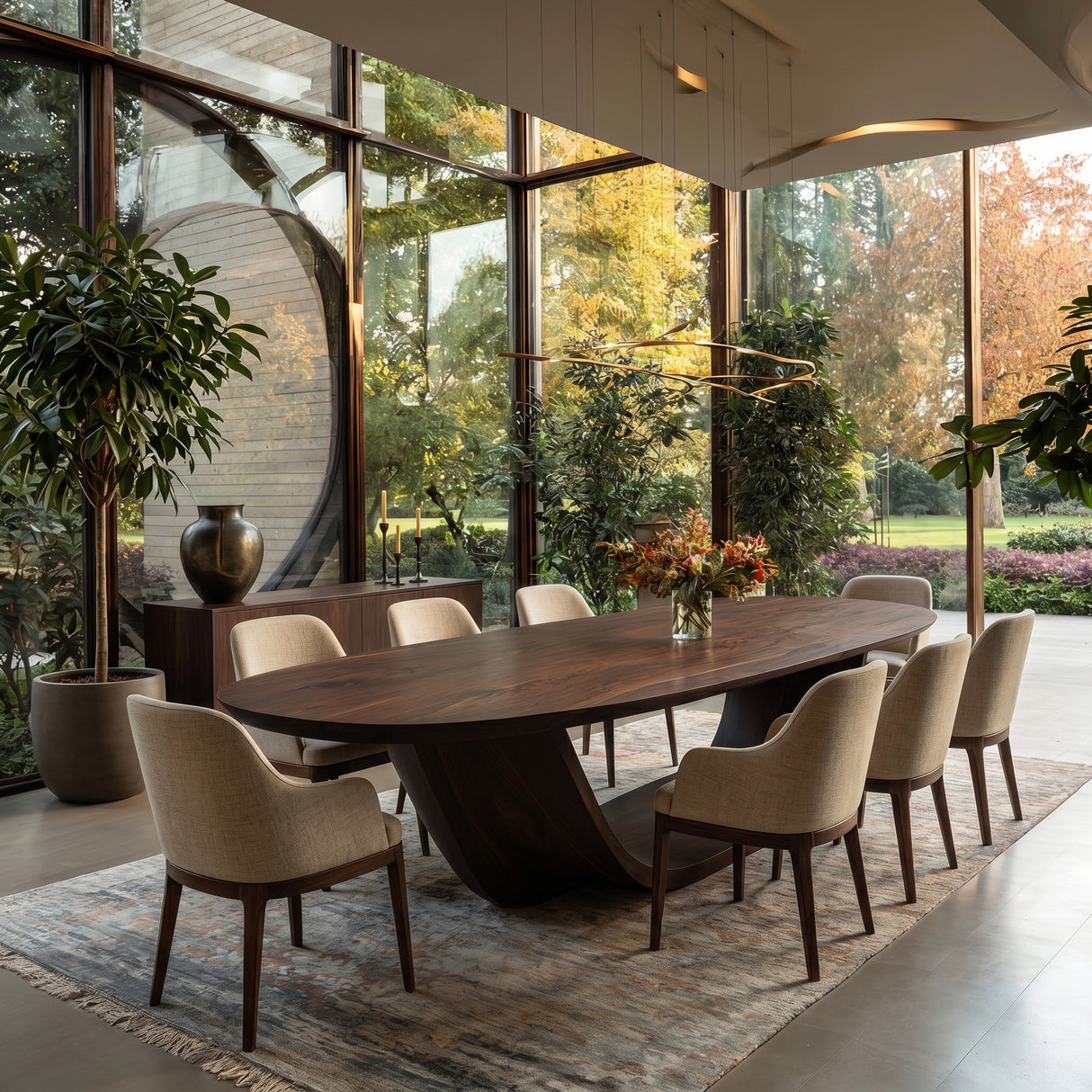 Contemporary Open Base Oval Dining Table For Dining Room
