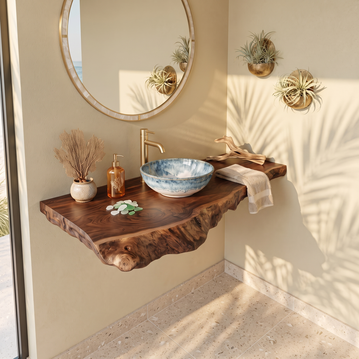 Farmhouse Bathroom Vanity In Solid Wood With Shelf