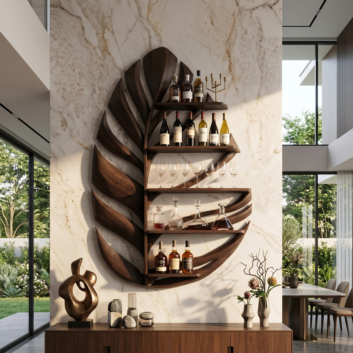 Modern Wall Wine Holder For Kitchen Dining Storage Nook