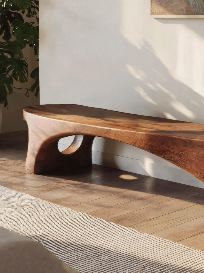 Modern Sculptural Bench With Organic Design For Entryway