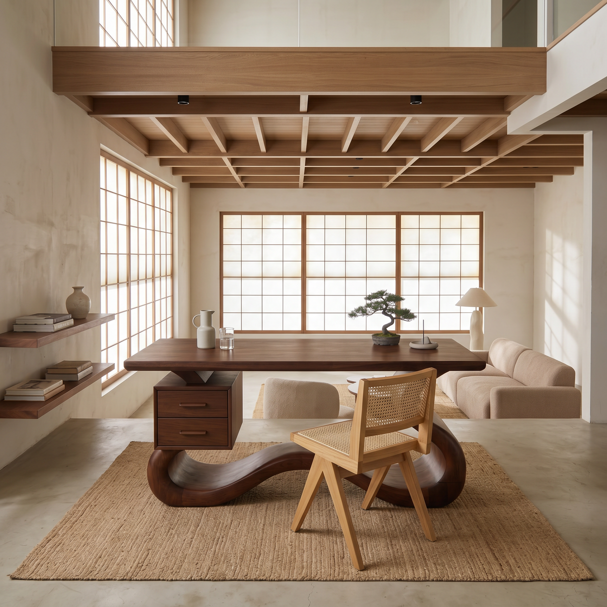 Scandinavian Organic Desk For Workspace Interior Space