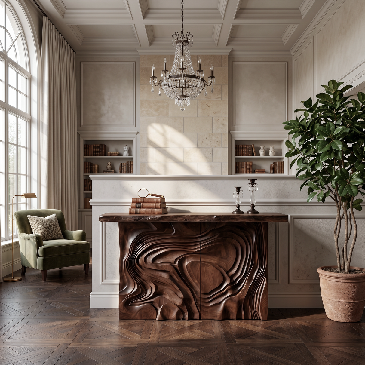 Scandinavian Organic Edge Accent Table For Entry Hall Interior