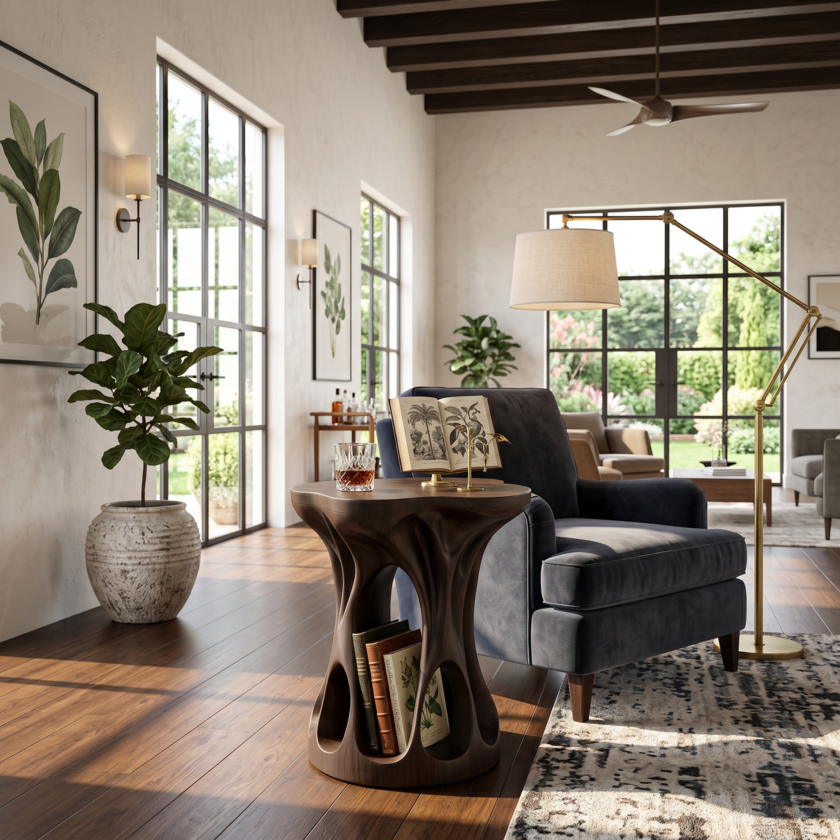 Mid Century Sculptural Accent Table For Living Room