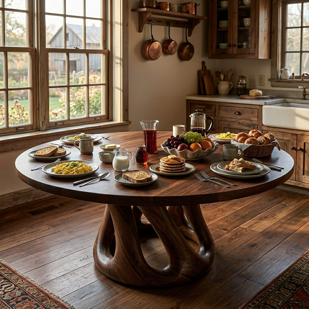 Modern Wooden Dining Table With Pedestal Base For Kitchen